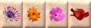 A series of four tiles, each representing a different flower